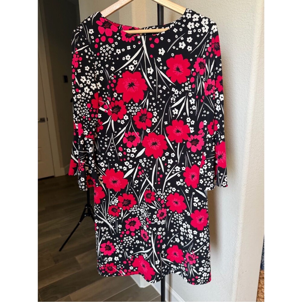 Tommy Hilfiger Black Shift Dress with Fuchsia & White Floral Print 6